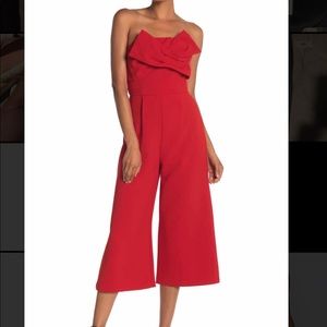 Elegant Red Strapless Jumpsuit
